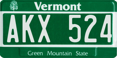 VT license plate AKX524