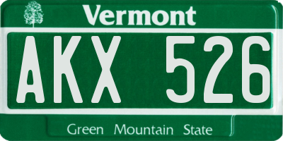 VT license plate AKX526