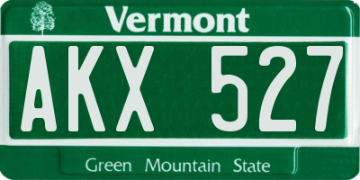 VT license plate AKX527