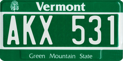 VT license plate AKX531