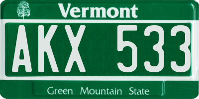 VT license plate AKX533
