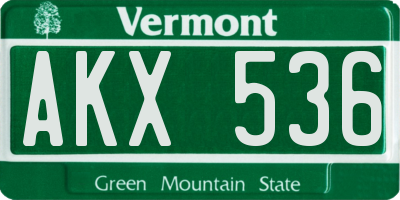 VT license plate AKX536