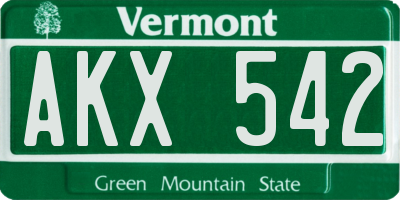 VT license plate AKX542
