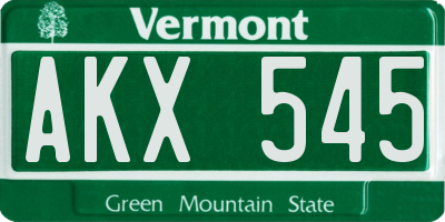 VT license plate AKX545