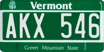 VT license plate AKX546