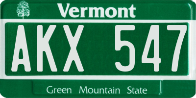 VT license plate AKX547
