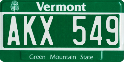 VT license plate AKX549