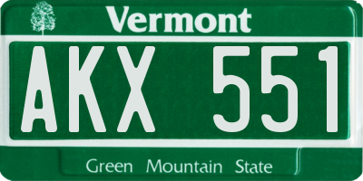 VT license plate AKX551