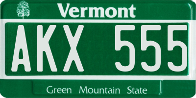 VT license plate AKX555
