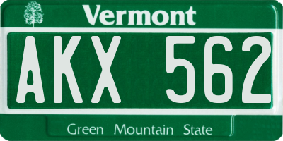 VT license plate AKX562