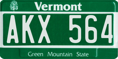 VT license plate AKX564