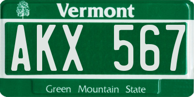 VT license plate AKX567