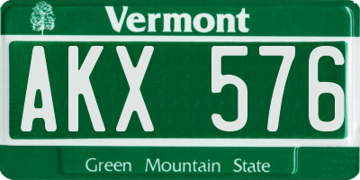 VT license plate AKX576