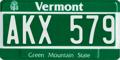 VT license plate AKX579