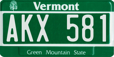 VT license plate AKX581