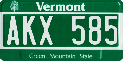 VT license plate AKX585