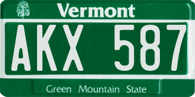VT license plate AKX587