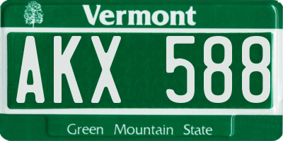VT license plate AKX588