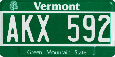 VT license plate AKX592