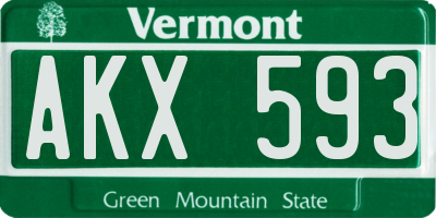 VT license plate AKX593