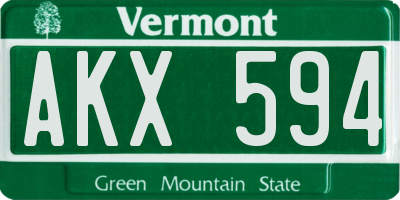VT license plate AKX594