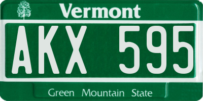 VT license plate AKX595
