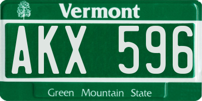VT license plate AKX596
