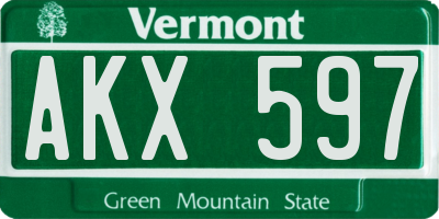 VT license plate AKX597