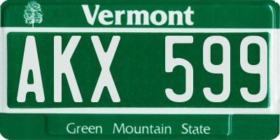 VT license plate AKX599