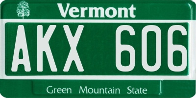 VT license plate AKX606