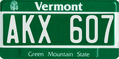VT license plate AKX607
