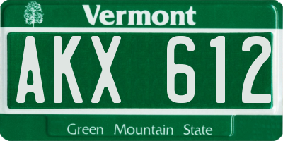 VT license plate AKX612