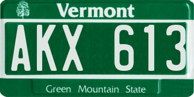 VT license plate AKX613