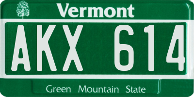 VT license plate AKX614