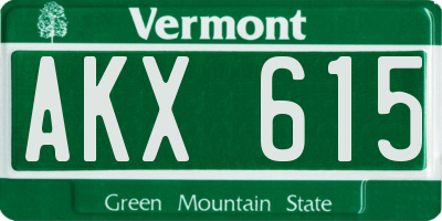 VT license plate AKX615