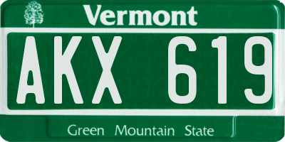 VT license plate AKX619