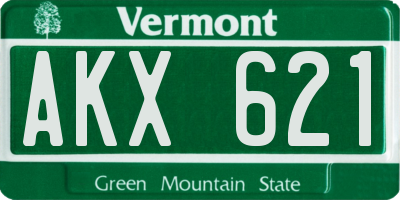 VT license plate AKX621