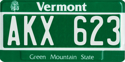VT license plate AKX623