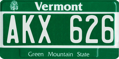 VT license plate AKX626