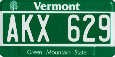VT license plate AKX629