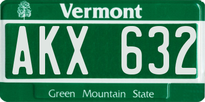 VT license plate AKX632