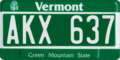 VT license plate AKX637