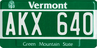 VT license plate AKX640