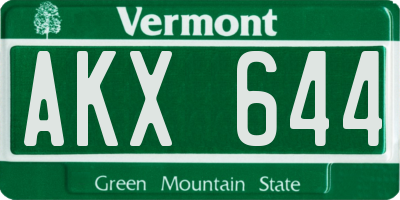 VT license plate AKX644