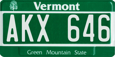 VT license plate AKX646