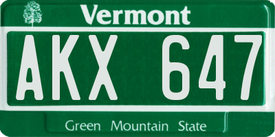 VT license plate AKX647