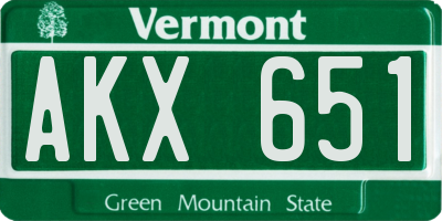 VT license plate AKX651