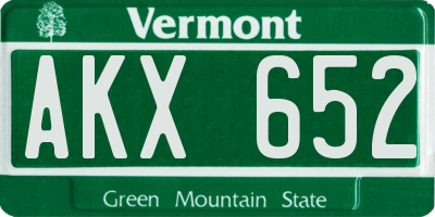 VT license plate AKX652