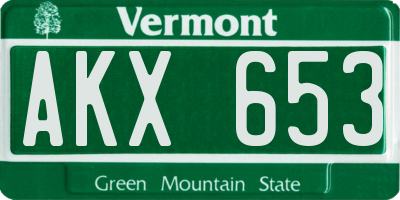 VT license plate AKX653