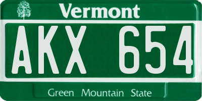 VT license plate AKX654